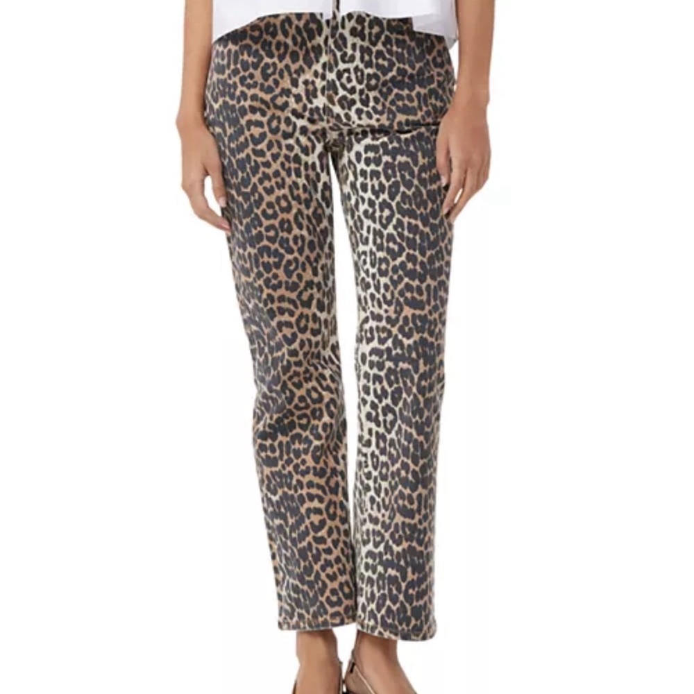 Ganni Betzy Leopard Crop Jeans 29
